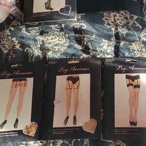 Leg Avenue Black Garter Stockings Trio